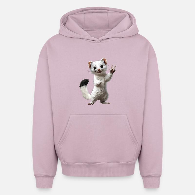 hermine - Sweat à capuche unisexe oversize épais SPREAD - rose poudré