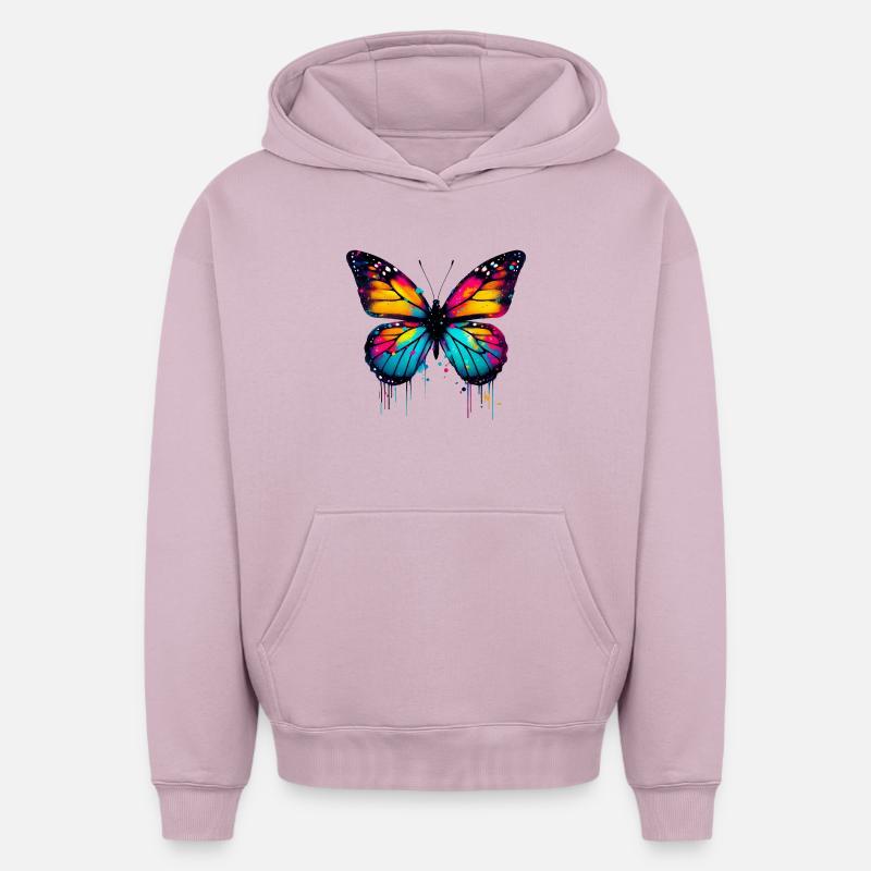 Papillon - Sweat à capuche unisexe oversize épais SPREAD - rose poudré