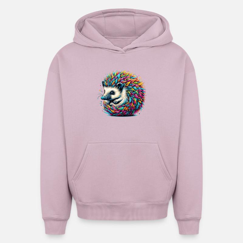 Hérisson - Sweat à capuche unisexe oversize épais SPREAD - rose poudré