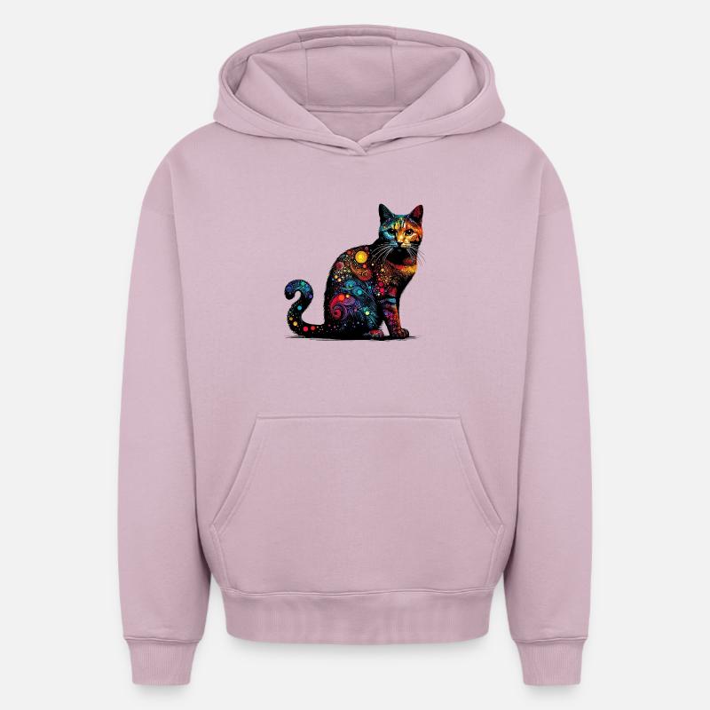 Chat - Sweat à capuche unisexe oversize épais SPREAD - rose poudré
