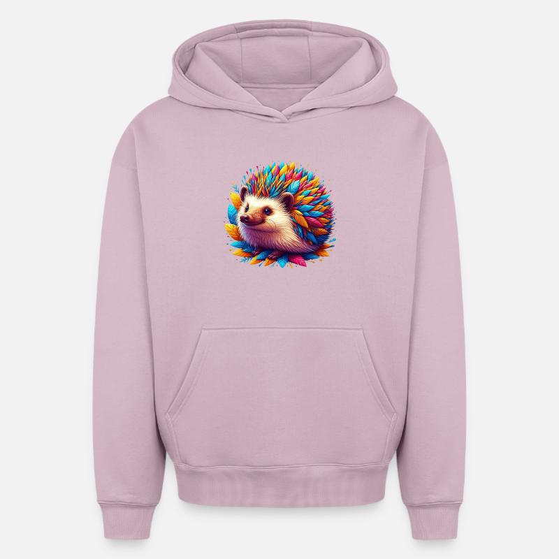 Hérisson - Sweat à capuche unisexe oversize épais SPREAD - rose poudré