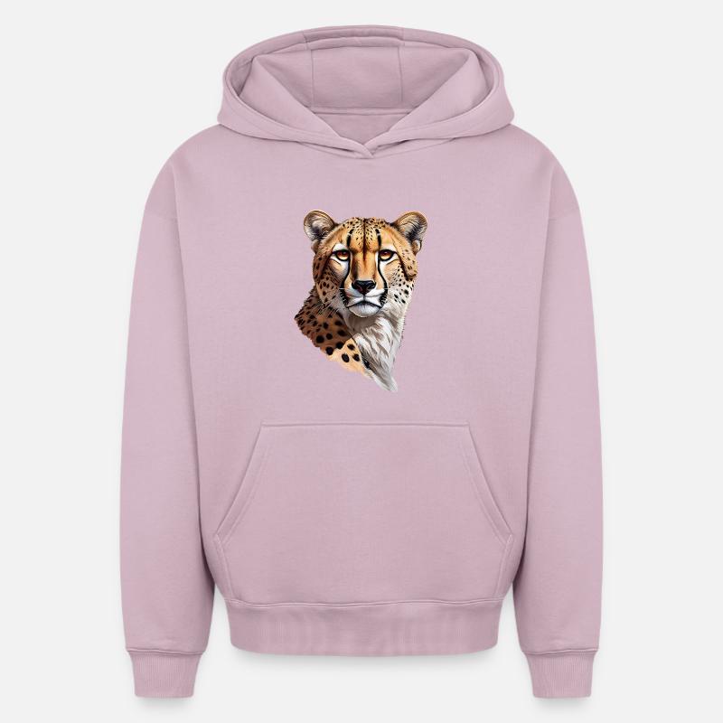 Guépard - Sweat à capuche unisexe oversize épais SPREAD - rose poudré