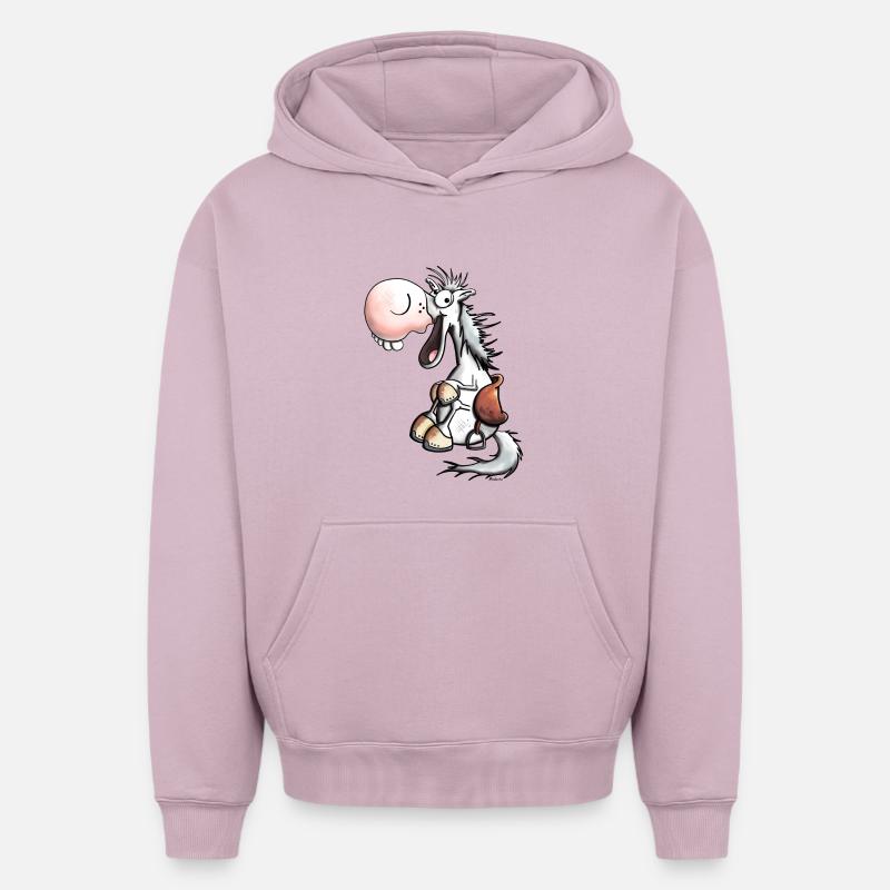 Cheval Rire - Sweat à capuche unisexe oversize épais SPREAD - rose poudré