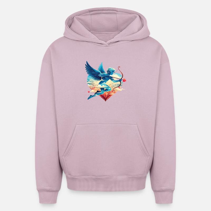 Cupidon céleste aux ailes rêveuses - Sweat à capuche unisexe oversize épais SPREAD - rose poudré
