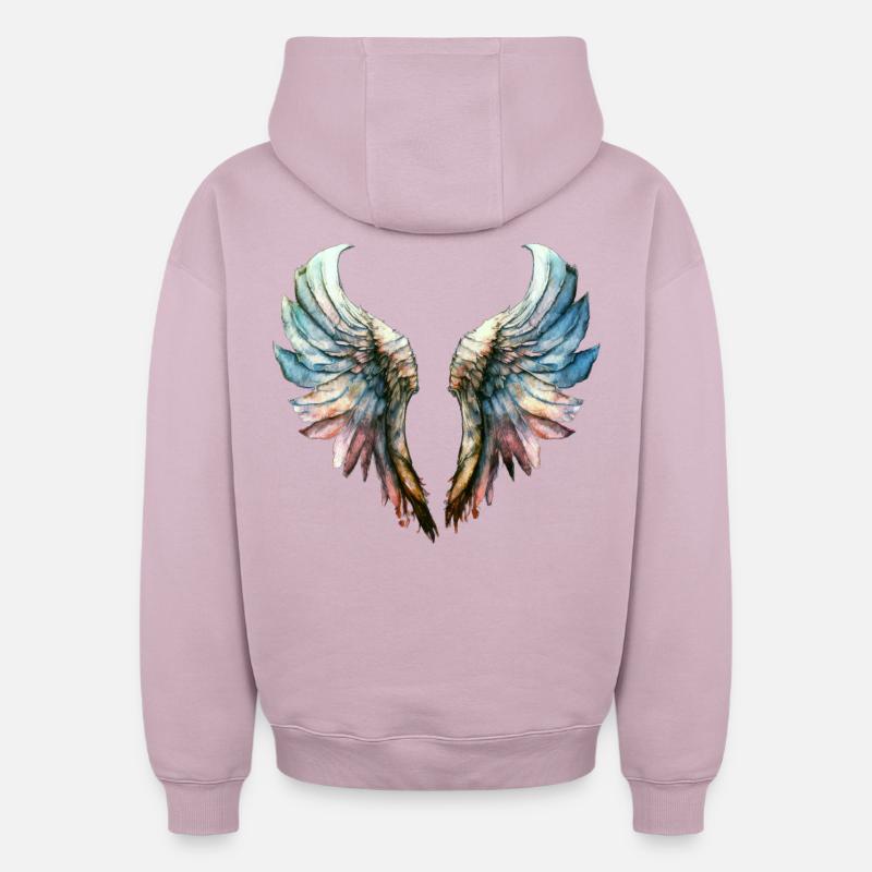Ailes d'ange - Sweat à capuche unisexe oversize épais SPREAD - rose poudré