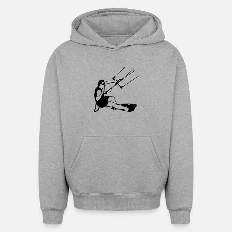 kitesurfer - Sweat à capuche unisexe oversize épais SPREAD - gris chiné