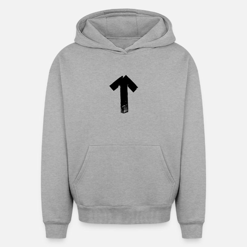 Flèche vers le haut - Sweat à capuche unisexe oversize épais SPREAD - gris chiné