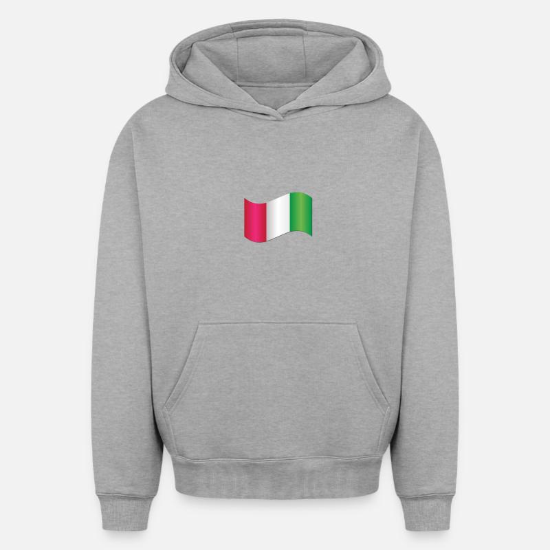 Drapeau italien - Sweat à capuche unisexe oversize épais SPREAD - gris chiné