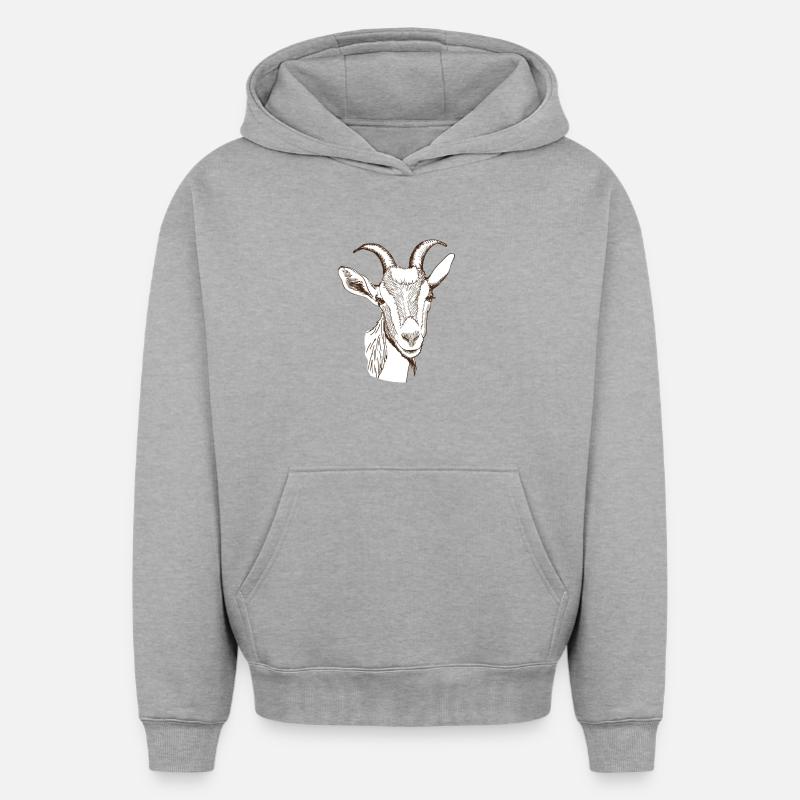 Chèvre - Sweat à capuche unisexe oversize épais SPREAD - gris chiné