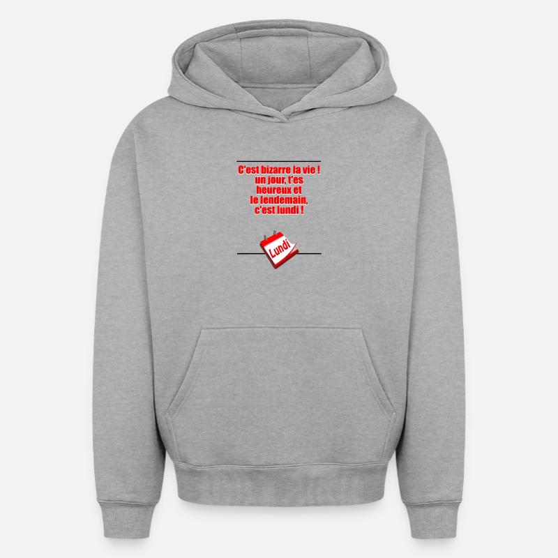 Demain c'est lundi - Sweat à capuche unisexe oversize épais SPREAD - gris chiné