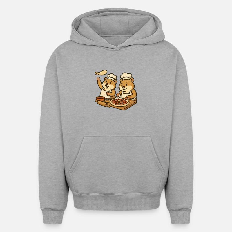 Cuisiniers hamsters - Sweat à capuche unisexe oversize épais SPREAD - gris chiné