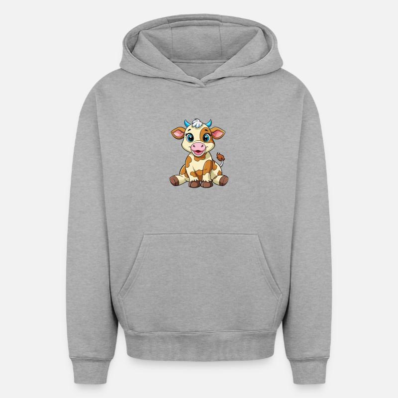 Bébé vache - Sweat à capuche unisexe oversize épais SPREAD - gris chiné