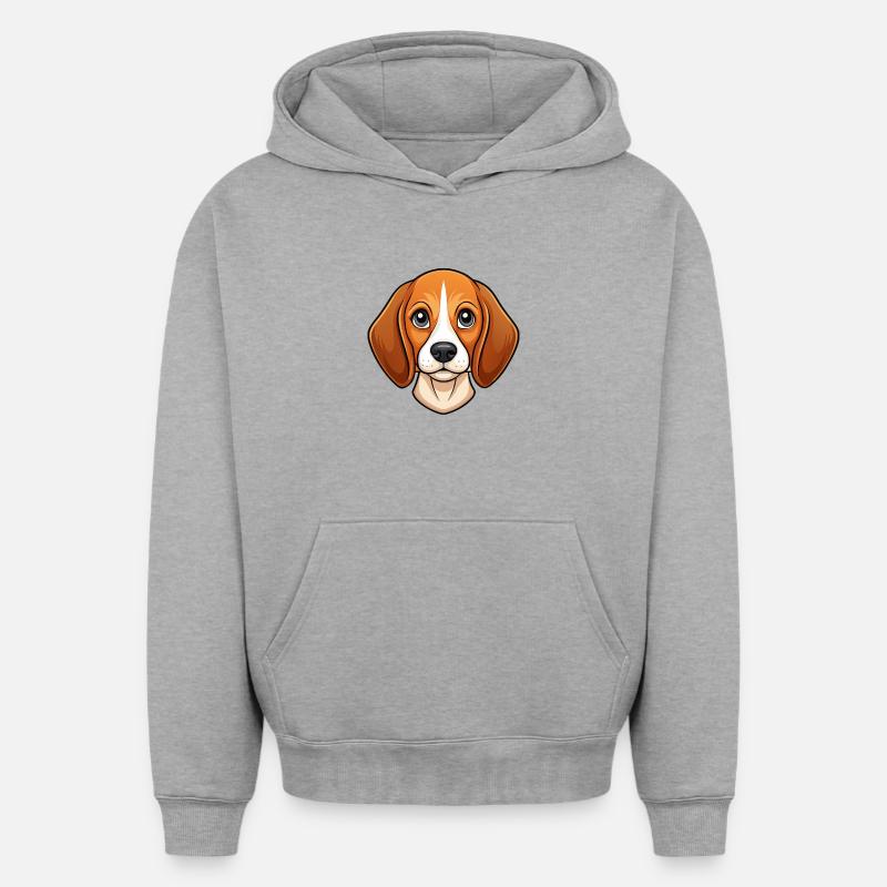 Visage de beagle - Sweat à capuche unisexe oversize épais SPREAD - gris chiné
