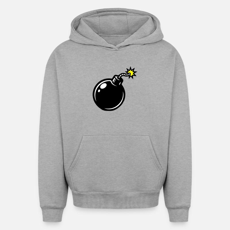 Bomb Comic - Sweat à capuche unisexe oversize épais SPREAD - gris chiné