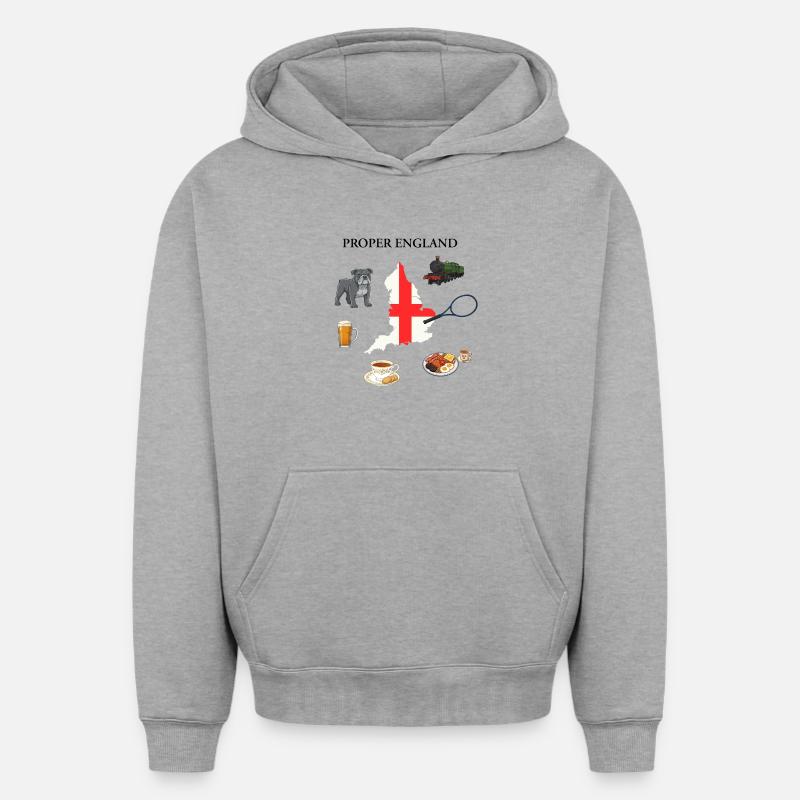 L’ANGLETERRE CORRECTE - Sweat à capuche unisexe oversize épais SPREAD - gris chiné