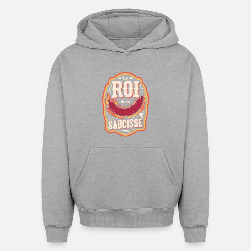 Roi de la Saucisse - Sweat à capuche unisexe oversize épais SPREAD - gris chiné
