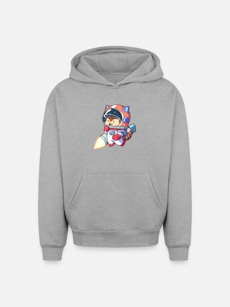 Astronaute chat en combinaison spatiale - Sweat à capuche unisexe oversize épais SPREAD - gris chiné