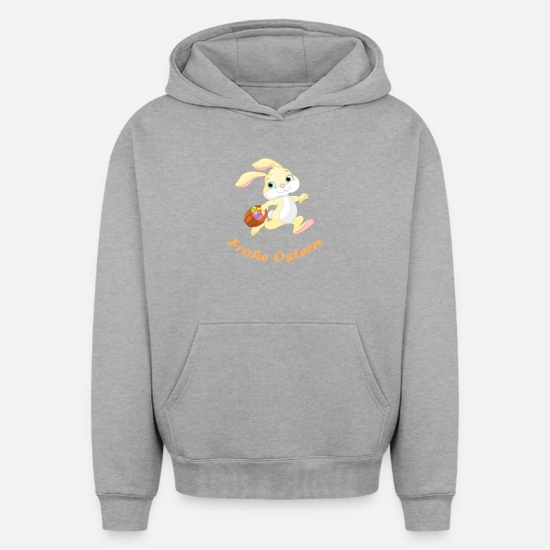 Pâques - Sweat à capuche unisexe oversize épais SPREAD - gris chiné