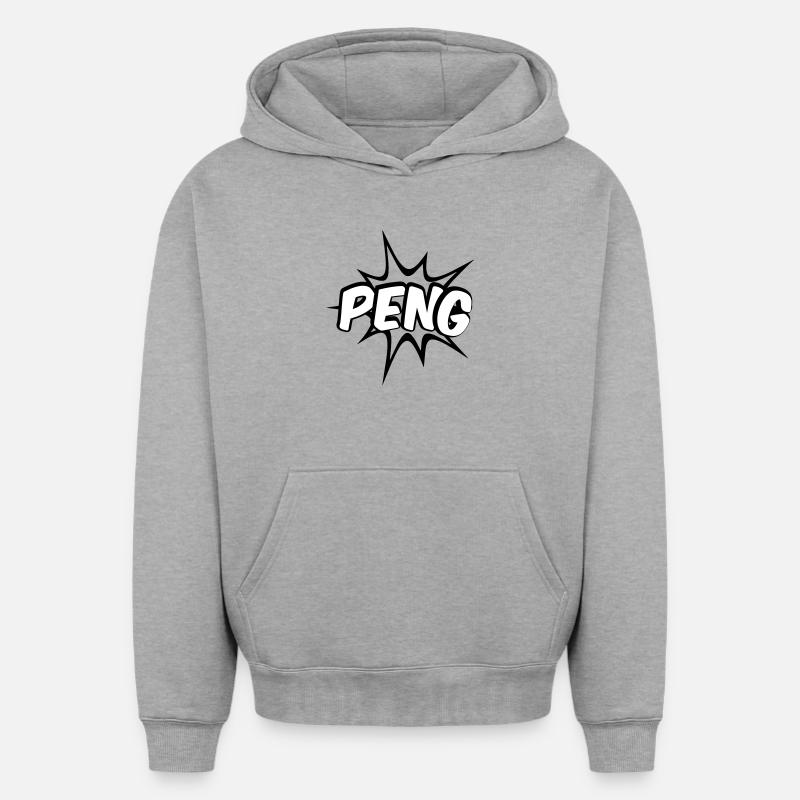Peng Comic Design - Sweat à capuche unisexe oversize épais SPREAD - gris chiné