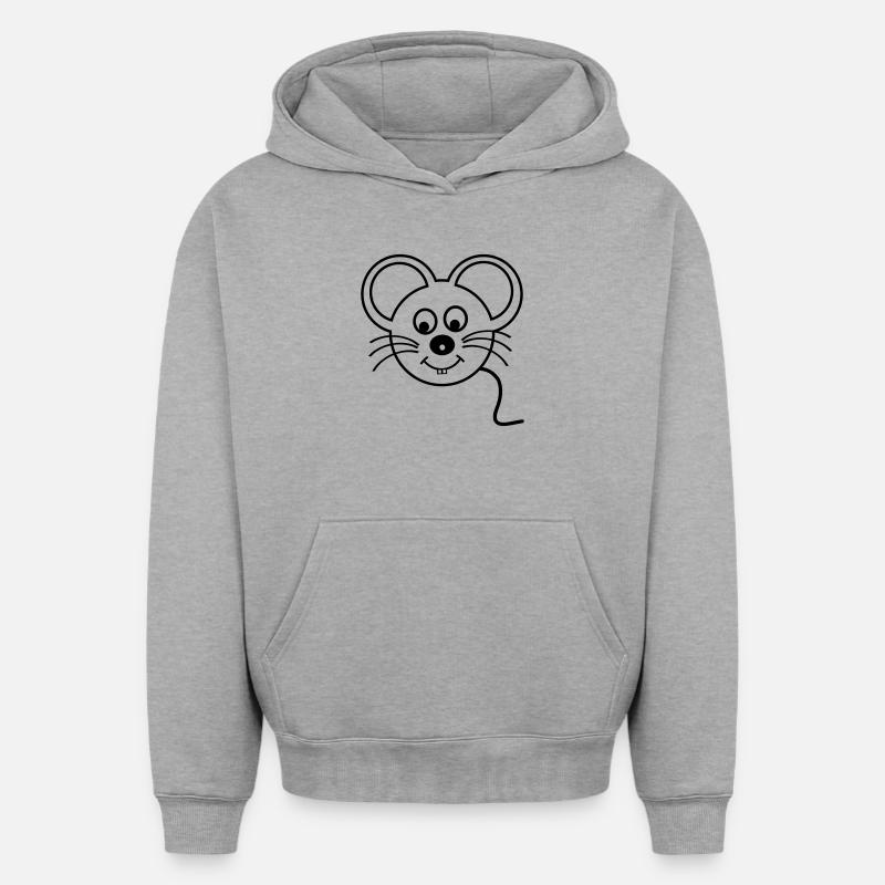 Souris - Sweat à capuche unisexe oversize épais SPREAD - gris chiné