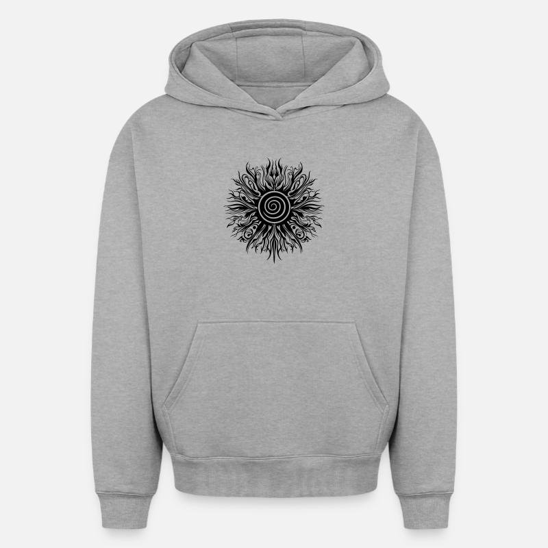 Soleil d’été - Sweat à capuche unisexe oversize épais SPREAD - gris chiné