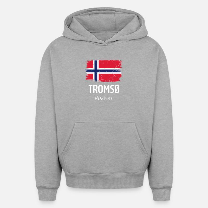 TROMSØ - Sweat à capuche unisexe oversize épais SPREAD - gris chiné