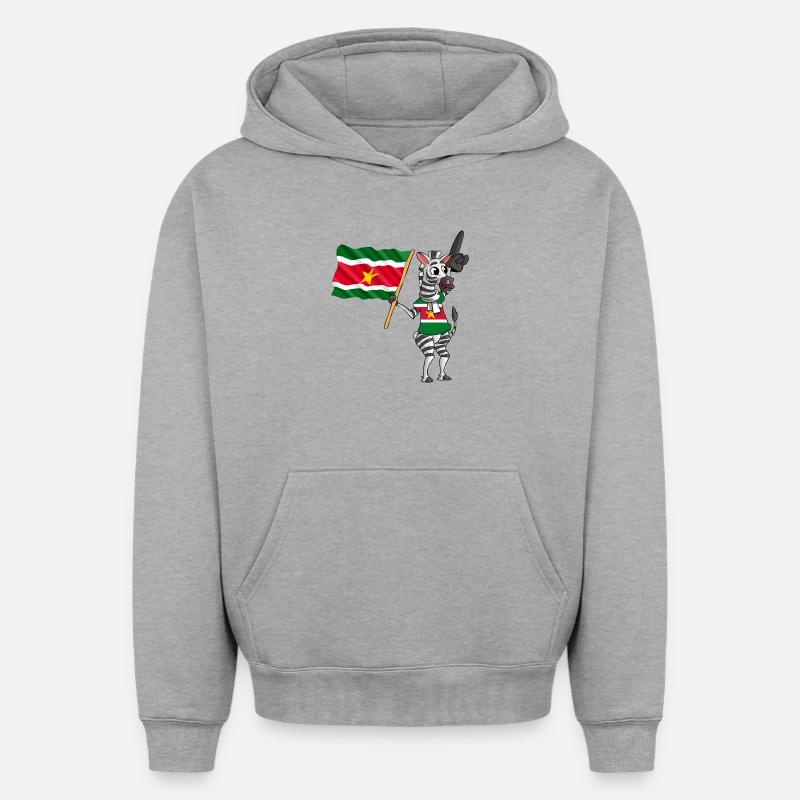 Zebra surinamien - Sweat à capuche unisexe oversize épais SPREAD - gris chiné