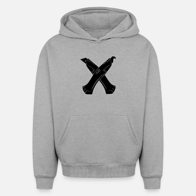 couteau stanley 5 - Sweat à capuche unisexe oversize épais SPREAD - gris chiné