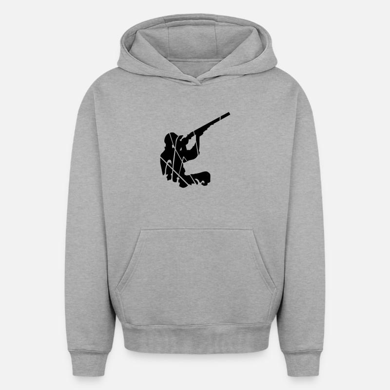 chasseur - Sweat à capuche unisexe oversize épais SPREAD - gris chiné