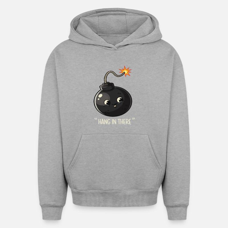 Kawaii Exploding Bomb Comic Design - Oversized Heavyweight Unisex Hoodie - heather grey
