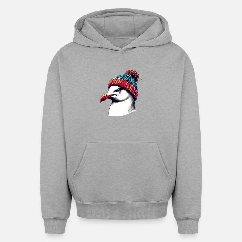 Mouette - Sweat à capuche unisexe oversize épais SPREAD - gris chiné