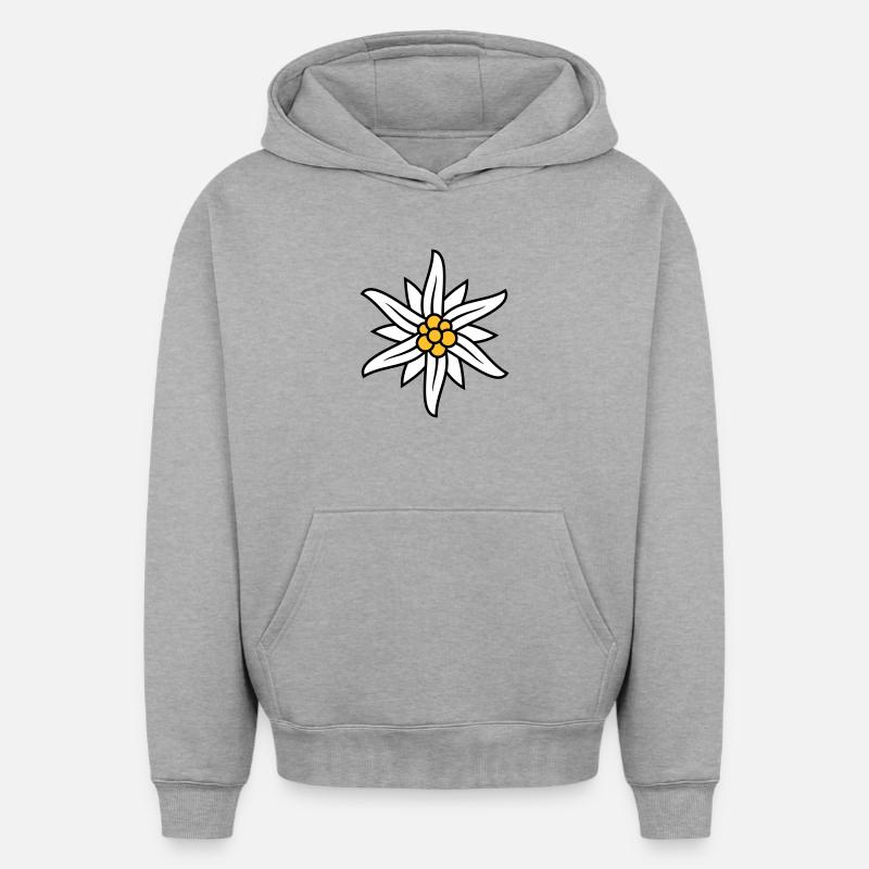 Logo Edelweiss Bergblume - Sweat à capuche unisexe oversize épais SPREAD - gris chiné