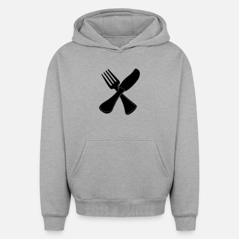 Couteau à couverts et fourchette - Sweat à capuche unisexe oversize épais SPREAD - gris chiné