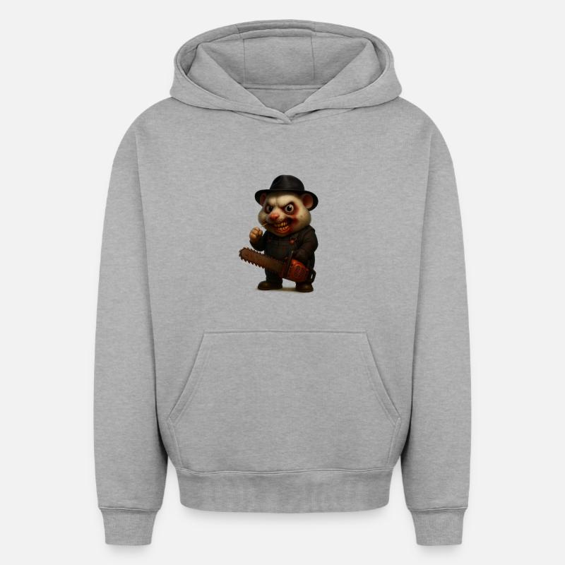 TronçonneusesBob - Sweat à capuche unisexe oversize épais SPREAD - gris chiné