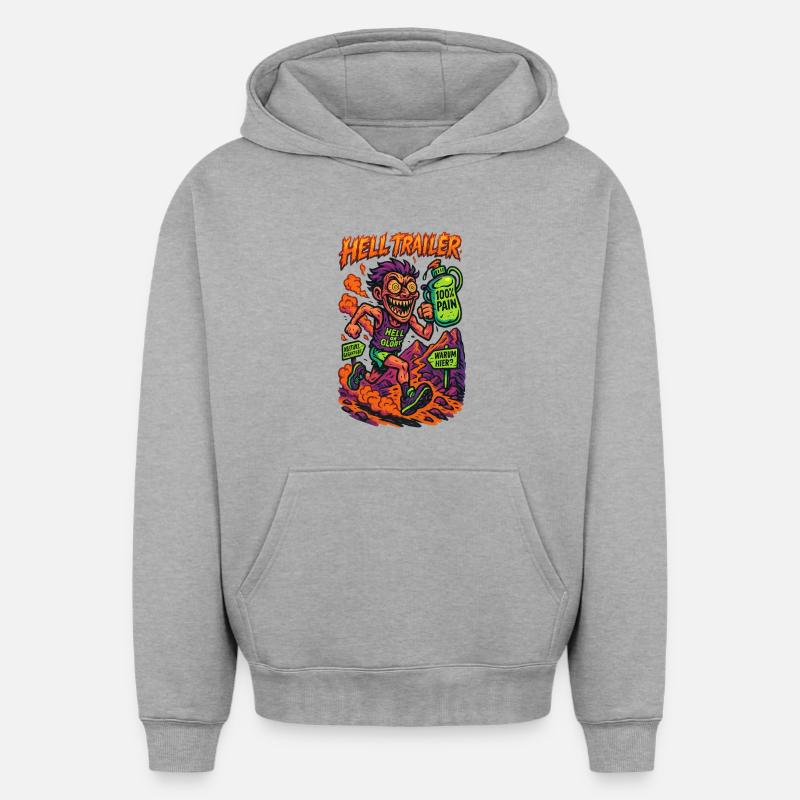 Hell Trailer - Crazy Trailrunner - Oversized Heavyweight Unisex Hoodie - Grau meliert