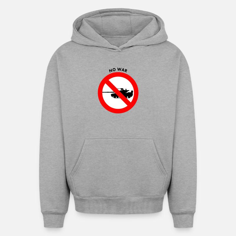 No war - Sweat à capuche unisexe oversize épais SPREAD - gris chiné