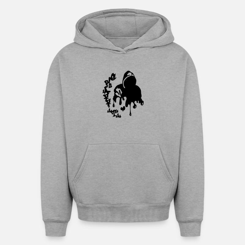 graffiti - Sweat à capuche unisexe oversize épais SPREAD - gris chiné