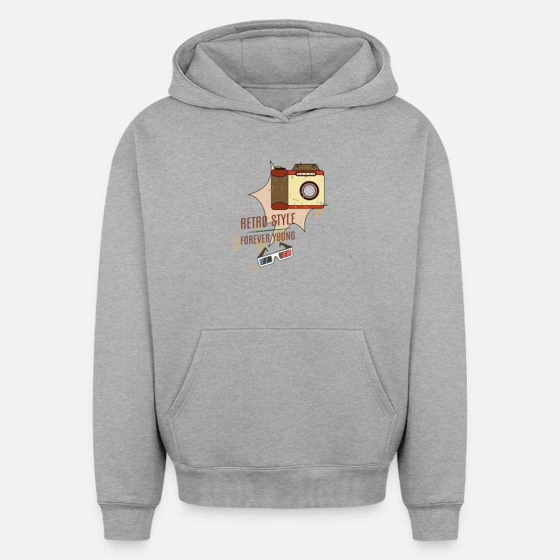 Style rétro - Sweat à capuche unisexe oversize épais SPREAD - gris chiné