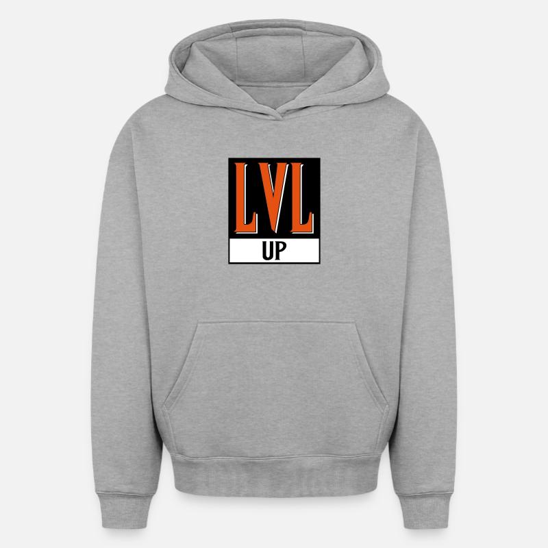 level up nerd cod - Sweat à capuche unisexe oversize épais SPREAD - gris chiné
