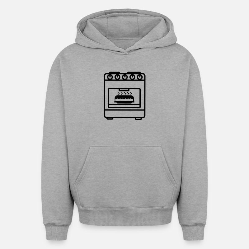 Four à gaz avec gâteau - Sweat à capuche unisexe oversize épais SPREAD - gris chiné
