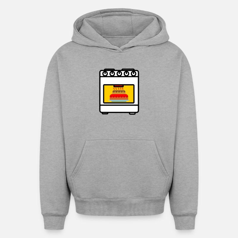 Four avec gâteau - Sweat à capuche unisexe oversize épais SPREAD - gris chiné