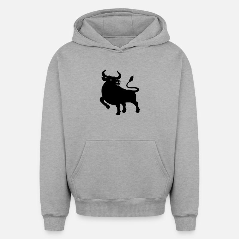Figure d’ombre Os - Sweat à capuche unisexe oversize épais SPREAD - gris chiné