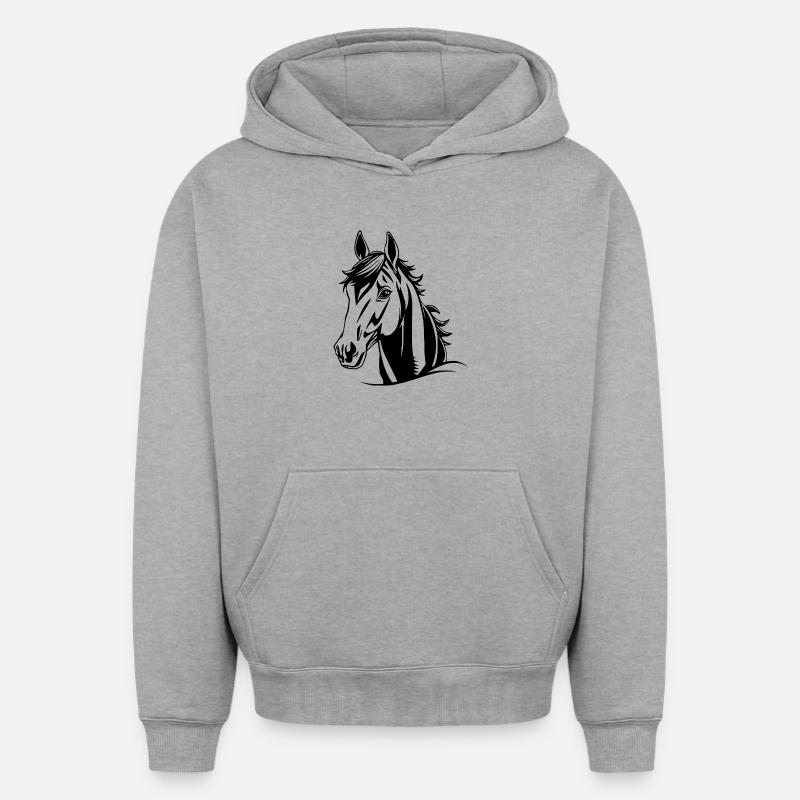 Cheval Chevaux Cadeau - Sweat à capuche unisexe oversize épais SPREAD - gris chiné
