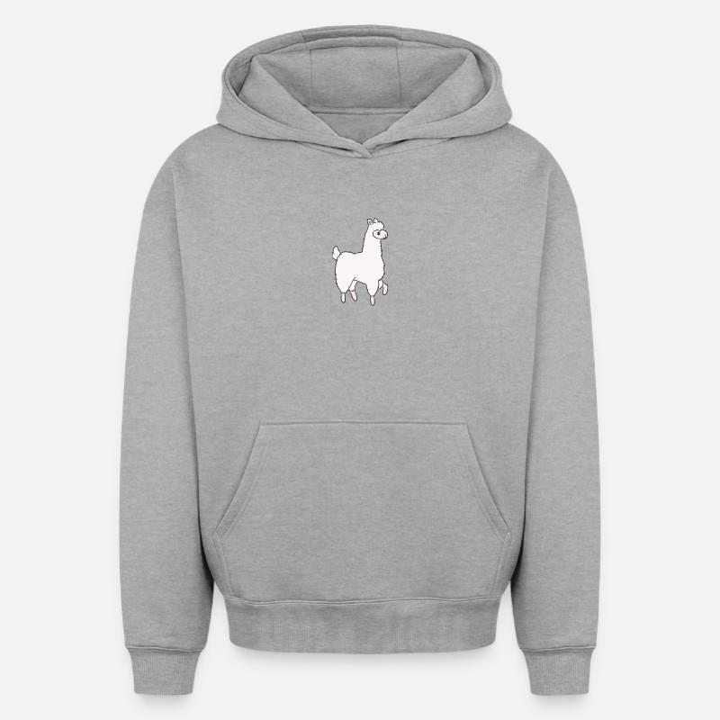 Lama - Sweat à capuche unisexe oversize épais SPREAD - gris chiné