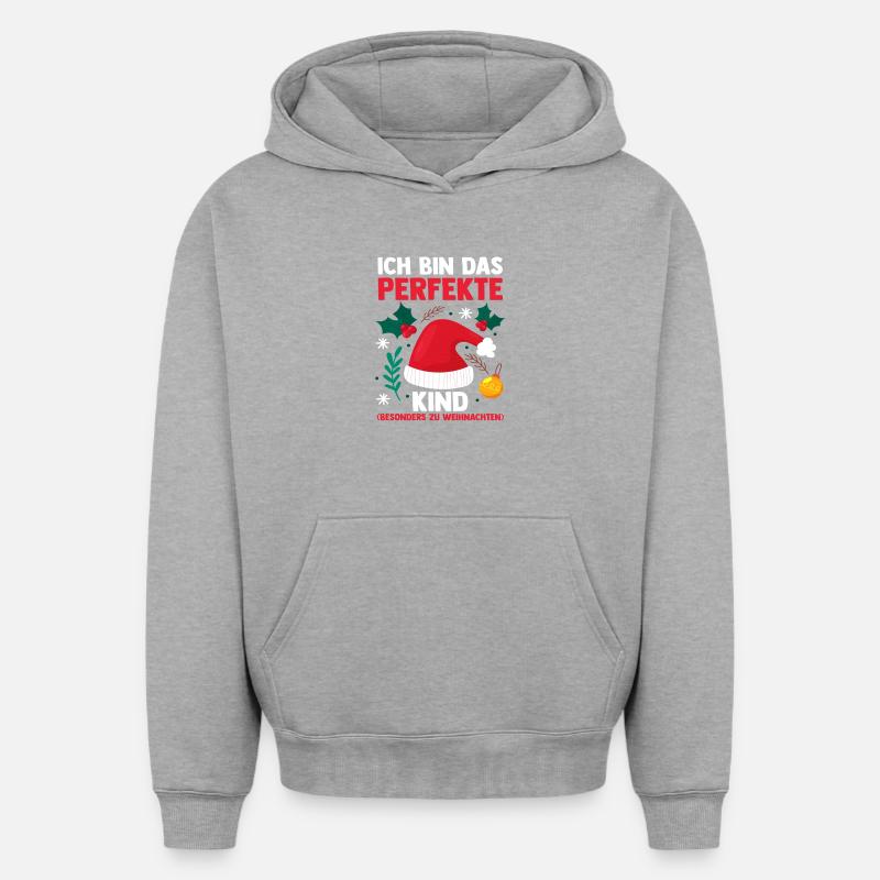 Noël du Père Noël - Sweat à capuche unisexe oversize épais SPREAD - gris chiné