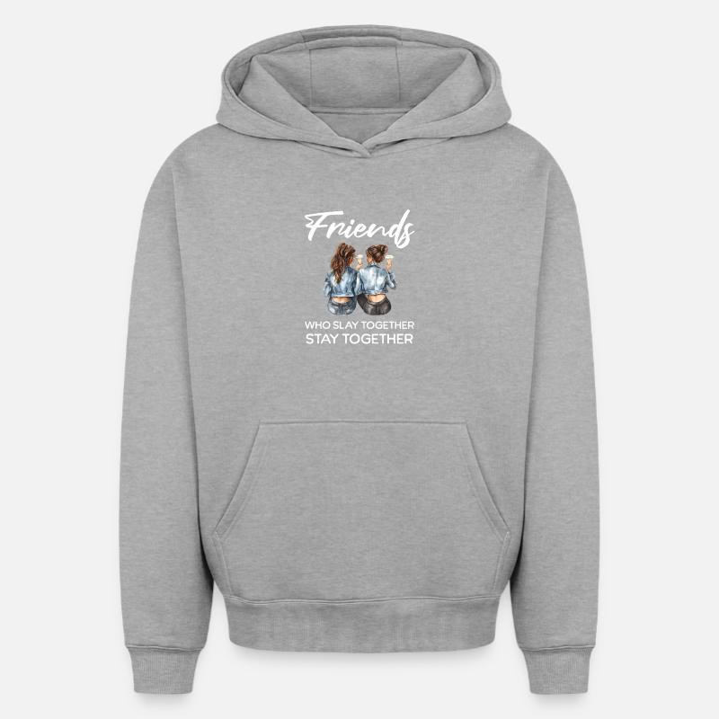 Les amis tuent ensemble - Sweat à capuche unisexe oversize épais SPREAD - gris chiné