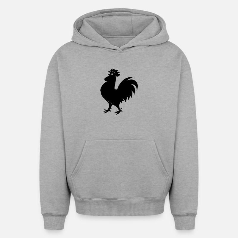 Figure d’ombre de coq - Sweat à capuche unisexe oversize épais SPREAD - gris chiné