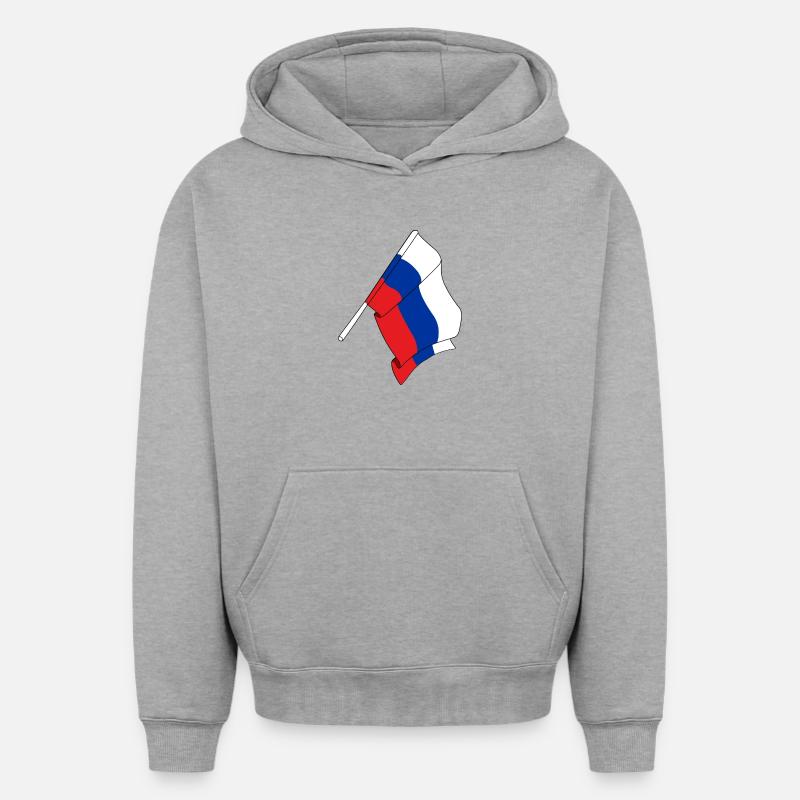 Drapeau Russie - Sweat à capuche unisexe oversize épais SPREAD - gris chiné