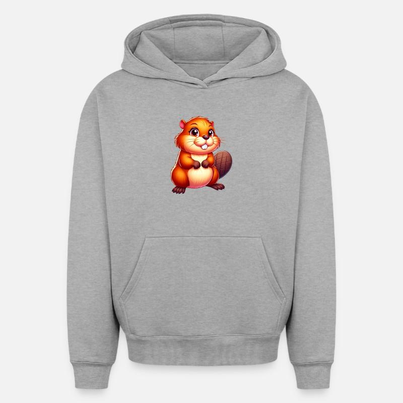 Castor - Sweat à capuche unisexe oversize épais SPREAD - gris chiné