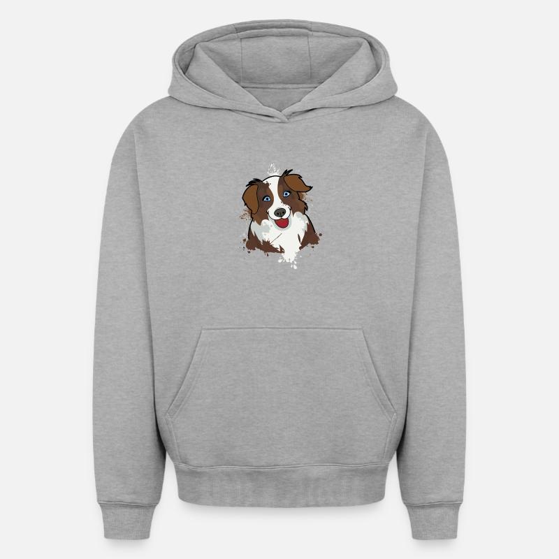 Australian Shepherd - Sweat à capuche unisexe oversize épais SPREAD - gris chiné